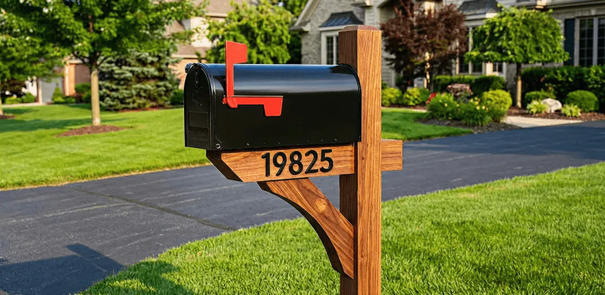 New mailbox installation with post and address number for a home in New Orleans, LA